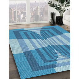 Machine Washable Transitional Diamond Blue Rug in a Family Room, wshpat1189