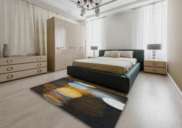 Patterned Mid Gray Novelty Rug in a Bedroom, pat118