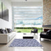 Square Patterned Blue Rug in a Living Room, pat119blu