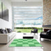 Machine Washable Transitional Jade Green Rug in a Kitchen, wshpat1190grn