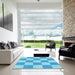 Machine Washable Transitional Deep Sky Blue Rug in a Kitchen, wshpat1190lblu