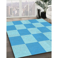 Patterned Deep Sky Blue Rug, pat1190lblu