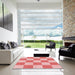 Square Patterned Pastel Pink Rug in a Living Room, pat1190rd