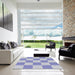 Square Patterned Pastel Light Blue Novelty Rug in a Living Room, pat1190