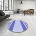 Round Patterned Periwinkle Purple Rug in a Office, pat1191blu