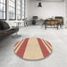 Round Patterned Red Rug in a Office, pat1191brn