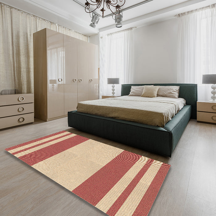 Patterned Red Rug in a Bedroom, pat1191brn