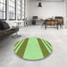 Round Patterned Jade Green Rug in a Office, pat1191grn