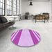 Round Patterned Blossom Pink Rug in a Office, pat1191pur