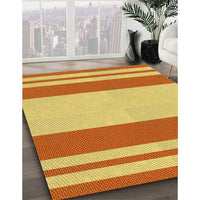 Patterned Bright Gold Yellow Rug, pat1191yw