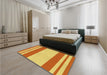 Patterned Bright Gold Yellow Rug in a Bedroom, pat1191yw