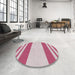 Round Patterned Light Rose Pink Novelty Rug in a Office, pat1191