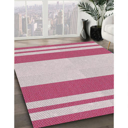 Machine Washable Transitional Light Rose Pink Rug in a Family Room, wshpat1191