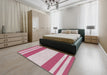 Patterned Light Rose Pink Novelty Rug in a Bedroom, pat1191