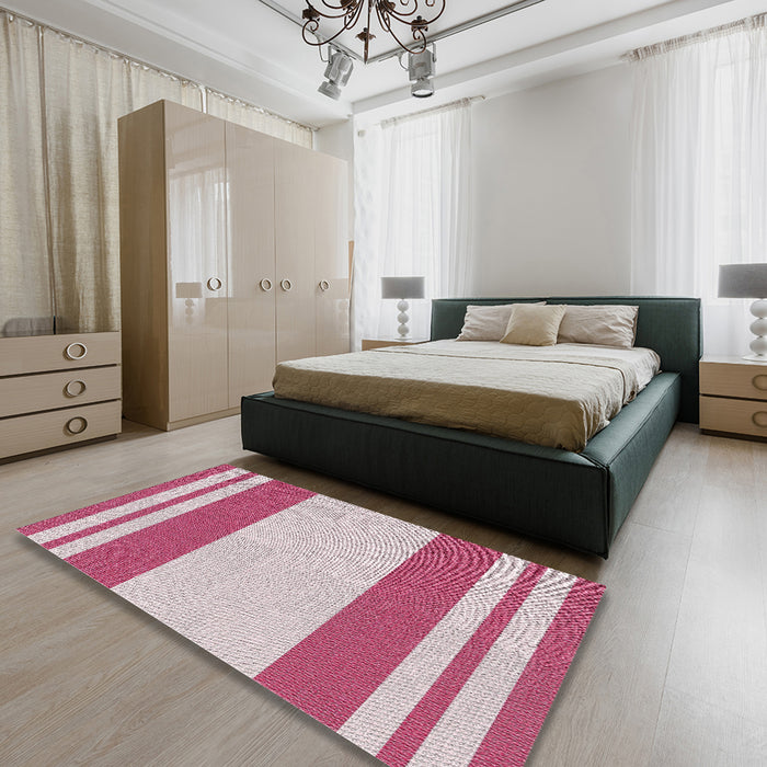 Machine Washable Transitional Light Rose Pink Rug in a Bedroom, wshpat1191