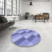 Round Patterned Jeans Blue Rug in a Office, pat1192blu