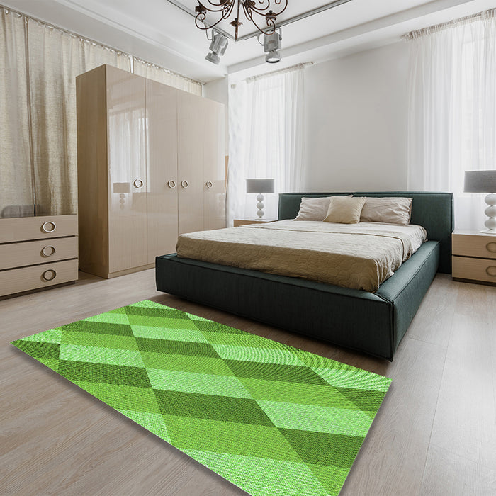 Round Machine Washable Transitional Emerald Green Rug in a Office, wshpat1192grn