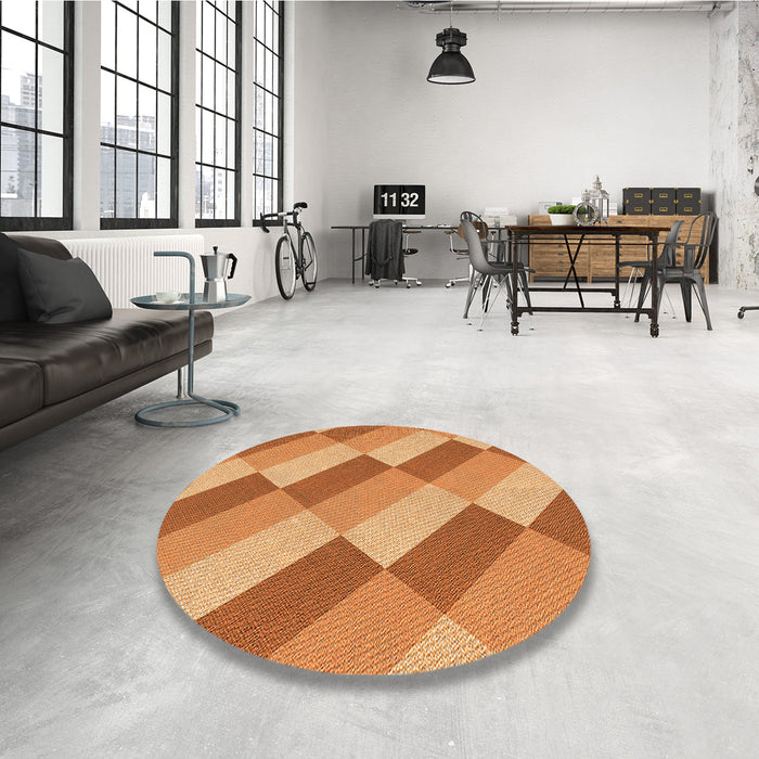 Round Patterned Orange Rug in a Office, pat1192org