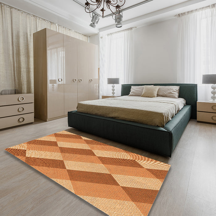 Patterned Orange Rug in a Bedroom, pat1192org