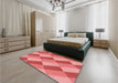 Patterned Light Coral Pink Rug in a Bedroom, pat1192rd