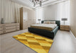 Patterned Deep Yellow Rug in a Bedroom, pat1192yw