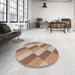 Round Patterned Sienna Brown Novelty Rug in a Office, pat1192