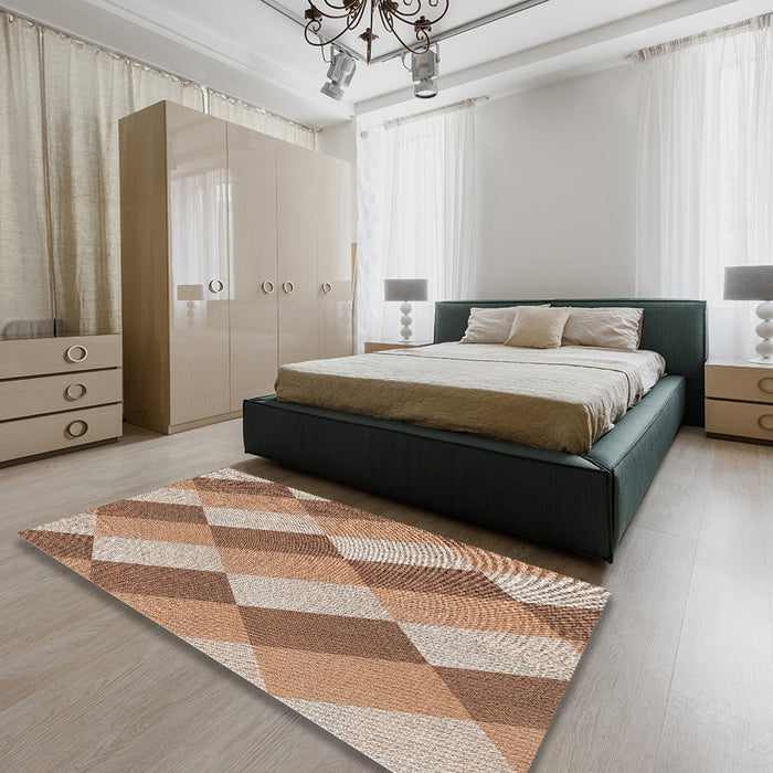 Patterned Sienna Brown Novelty Rug in a Bedroom, pat1192