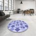 Round Patterned Periwinkle Purple Rug in a Office, pat1193blu