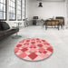 Round Patterned Pink Rug in a Office, pat1193rd