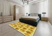 Patterned Bold Yellow Rug in a Bedroom, pat1193yw