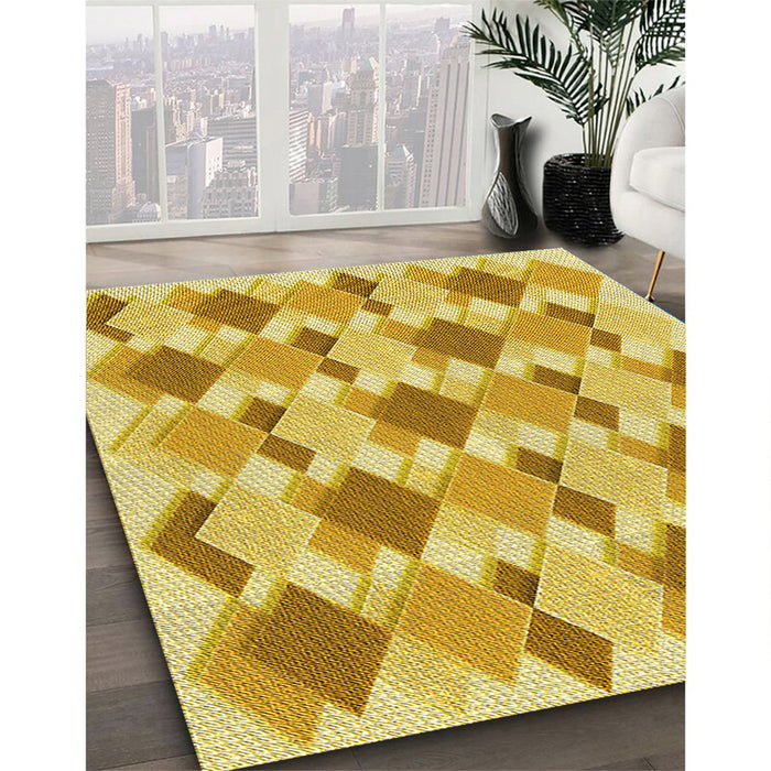 Machine Washable Transitional Bold Yellow Rug in a Family Room, wshpat1193yw