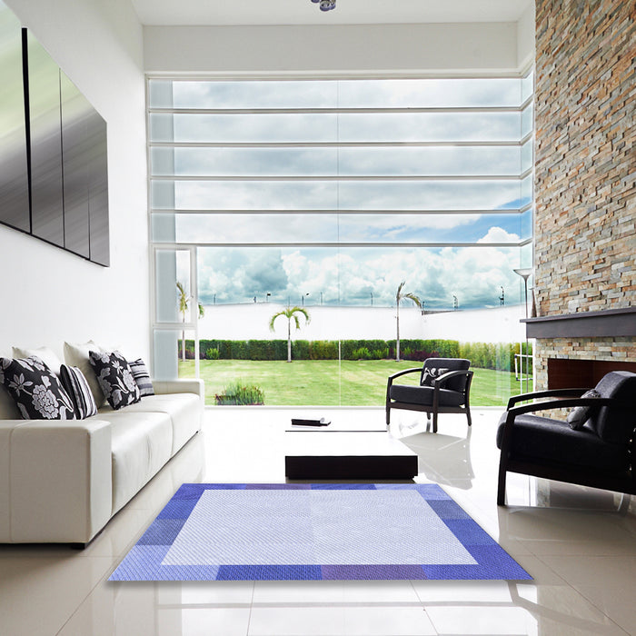 Square Patterned Blue Rug in a Living Room, pat1194blu