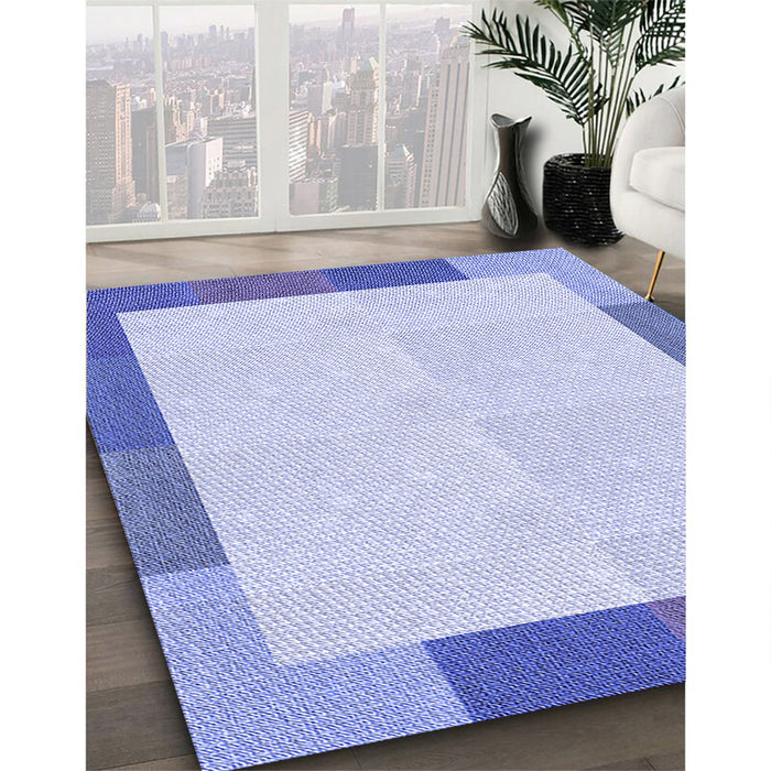 Patterned Blue Rug in Family Room, pat1194blu