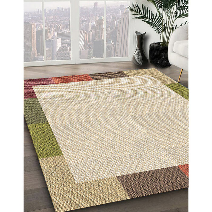 Patterned Vanilla Gold Rug in Family Room, pat1194brn