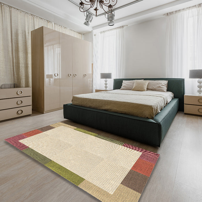 Patterned Vanilla Gold Rug in a Bedroom, pat1194brn