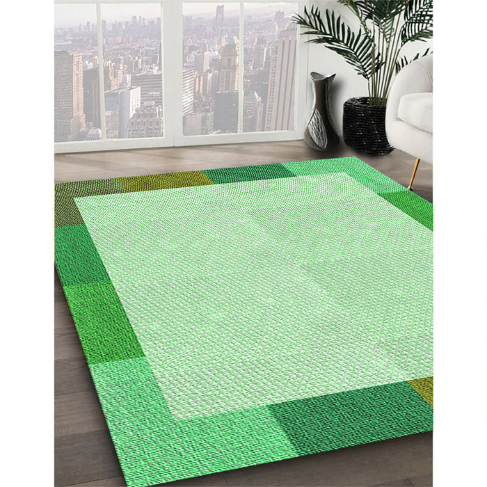 Patterned Light Green Rug in Family Room, pat1194grn