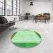 Round Patterned Light Green Rug in a Office, pat1194grn