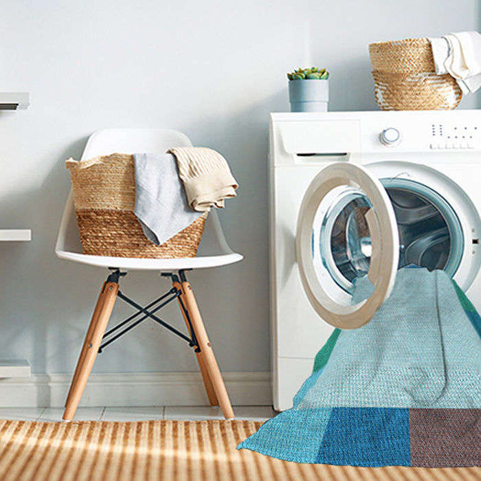 Machine Washable Transitional Blue Rug in a Washing Machine, wshpat1194lblu