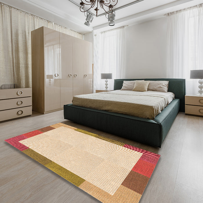 Patterned Orange Rug in a Bedroom, pat1194org