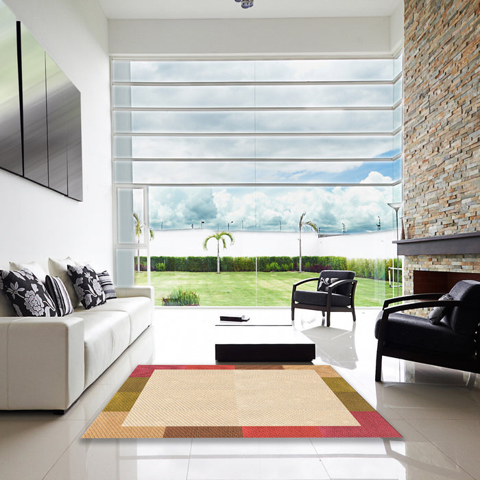 Square Patterned Orange Rug in a Living Room, pat1194org