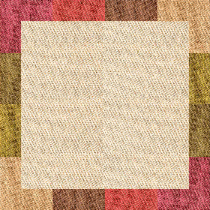 Round Patterned Orange Rug, pat1194org