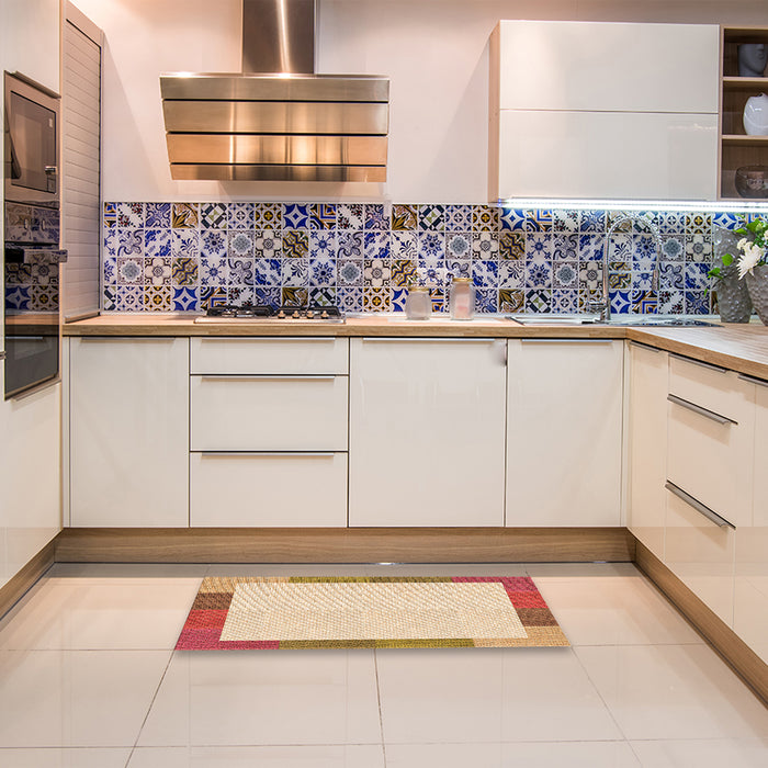 Patterned Orange Rug in a Kitchen, pat1194org