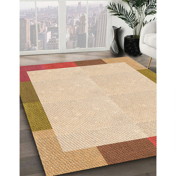 Patterned Orange Rug in Family Room, pat1194org