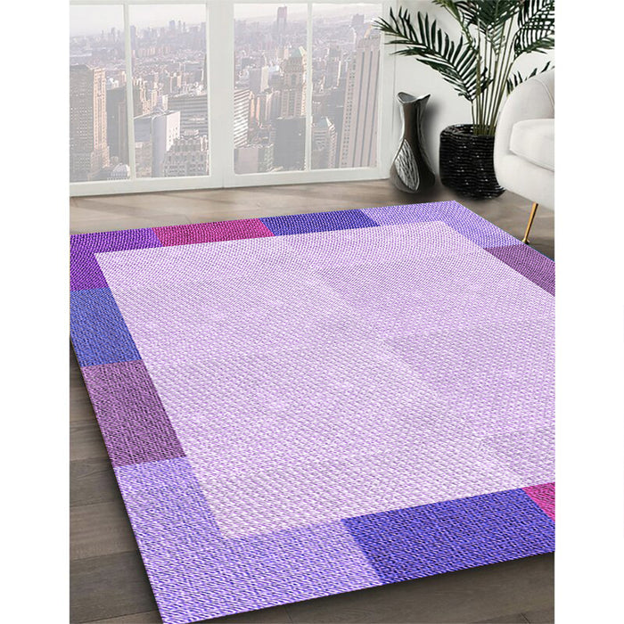 Patterned Purple Rug in Family Room, pat1194pur
