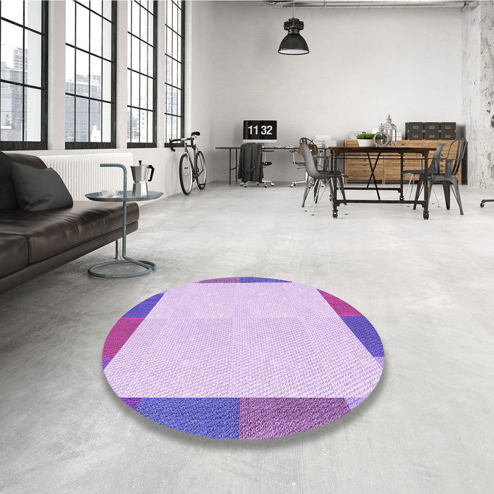 Round Patterned Purple Rug in a Office, pat1194pur