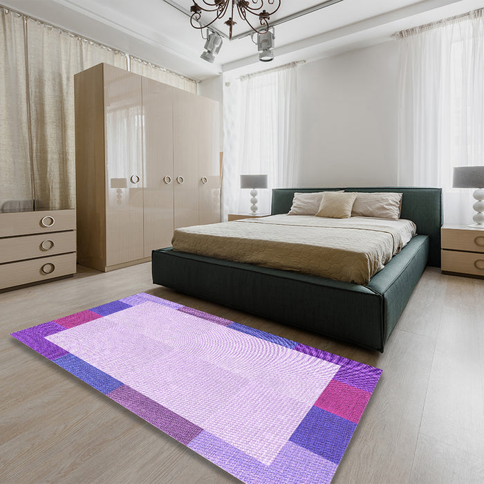 Patterned Purple Rug in a Bedroom, pat1194pur