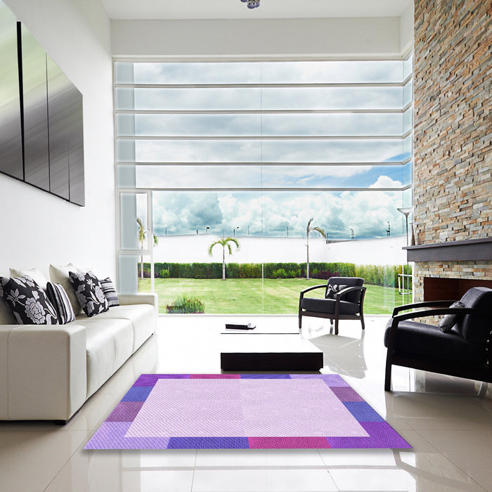 Square Patterned Purple Rug in a Living Room, pat1194pur