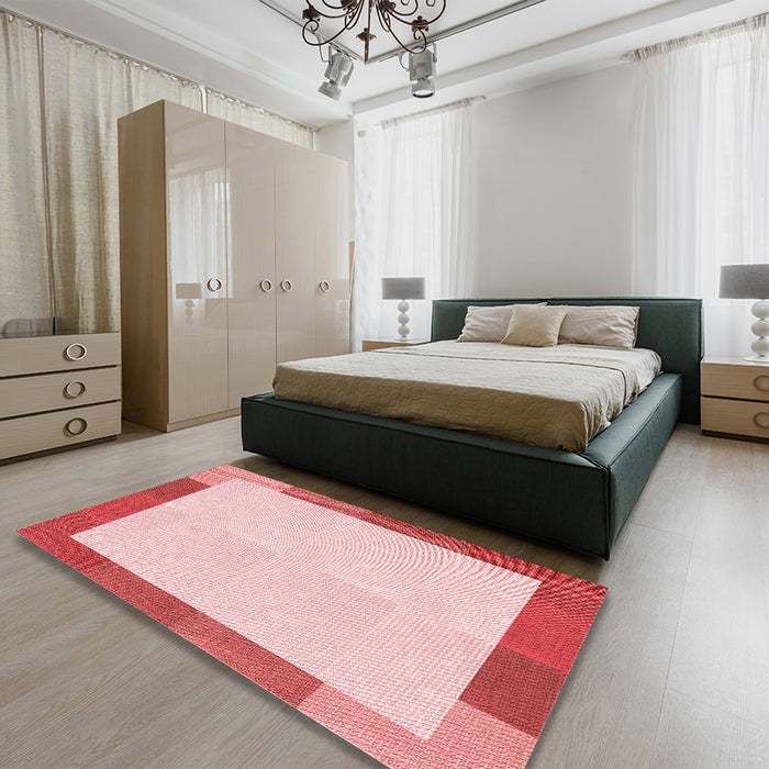 Patterned Red Rug in a Bedroom, pat1194rd