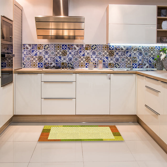 Patterned Cinnamon Brown Rug in a Kitchen, pat1194yw