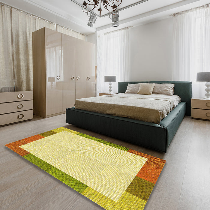 Patterned Cinnamon Brown Rug in a Bedroom, pat1194yw